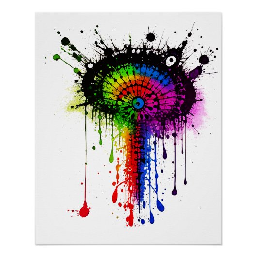 1005 Groovy Rainbow Inkblot Perfect Poster (Voorkant)