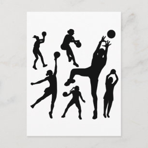 10097-netball-silhouet-vector NETTOBALPE VAN DE BA Briefkaart