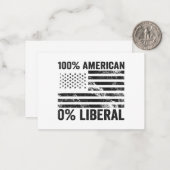 100% Amerikaanse 0% Liberale Republikeinse Amerika Notitiekaartje (Voorkant / Achterkant in situ)