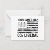 100% Amerikaanse 0% Liberale Republikeinse Amerika Notitiekaartje (Voorkant)