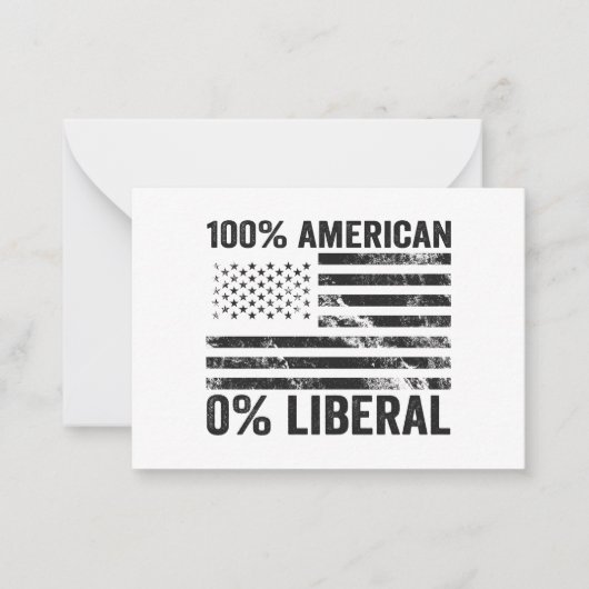 100% Amerikaanse 0% Liberale Republikeinse Amerika Notitiekaartje (Voorkant)