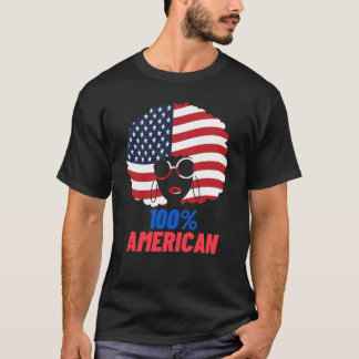 100% Amerikaanse vlag Afrikaanse Afro Patriot T-shirt