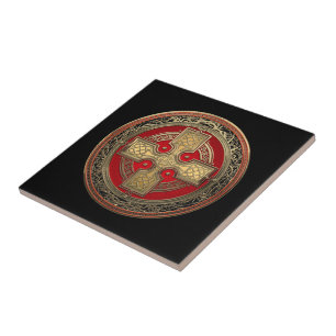 [100] Ancient Celtic Sacred Gold Knot Cross Tegeltje