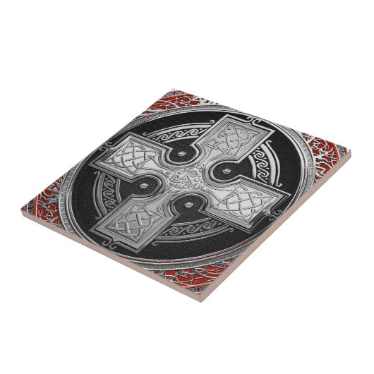 [100] Ancient Celtic Sacred Silver Knot Cross Tegeltje (Zijkant)