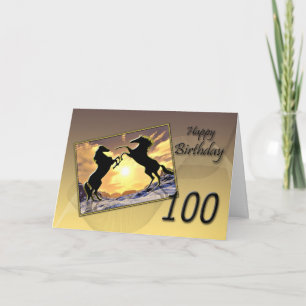 100 ans, carte d'anniversaire avec chevaux d'éleva