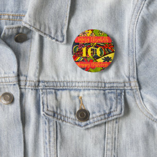 100 Birthdays Floral Ronde Button 5,7 Cm