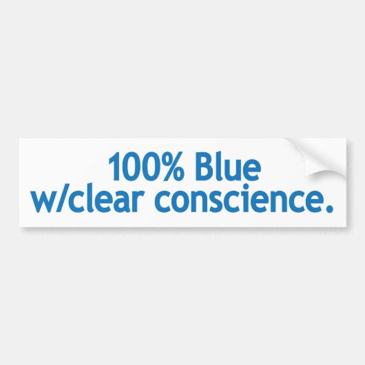 100% blauw met een zuiver geweten. bumpersticker (Voorkant)