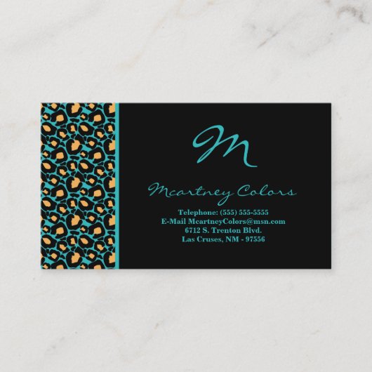 100 Blauwgroen Turquoise Cheetah Print Visitekaart Visitekaartje (Voorkant)