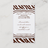 100 Brown Zebra Bakery Chef Carte de visite (Dos)