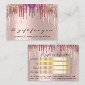 100 Cadeaubon Holograaf Unicorn Drips Roos Visitekaartje (Voorkant / Achterkant)