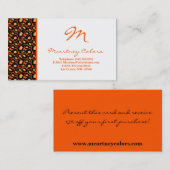 100 Carte de visite d'impression Orange Cheetah (Devant / Derrière)