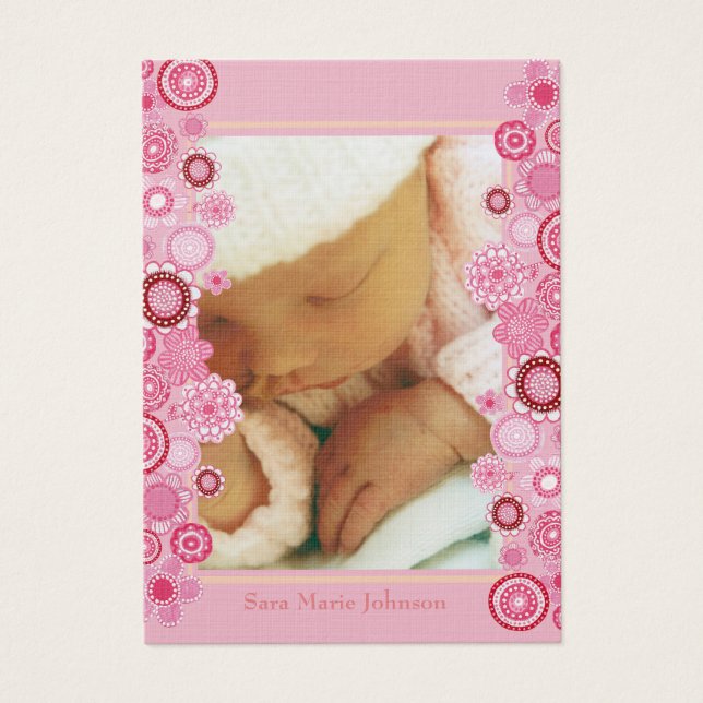 100 Cartes Faire-part de naissance Bébé Rose Delig (Devant)