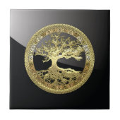 [100] Celtische boom of Life [Gold] Tegeltje (Voorkant)