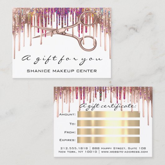 100 Certificat Cadeau Coiffeur Ciseaux de ciseaux (Devant / Derrière)