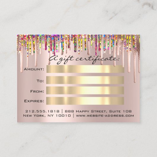 100 Certificat Cadeau Coiffeur Holographe Arc-en-c (Dos)