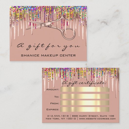 100 Certificat Cadeau Coiffeur Holographe Unicorn (Devant / Derrière)