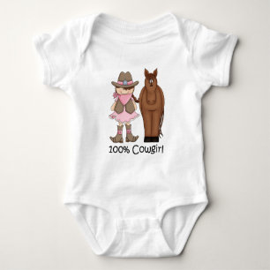100% Cowgirl ~ Schattigee brunette en bruin paard Romper