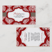 100 Crimes Rouge Damask Nail Technicien Carte de v (Devant / Derrière)