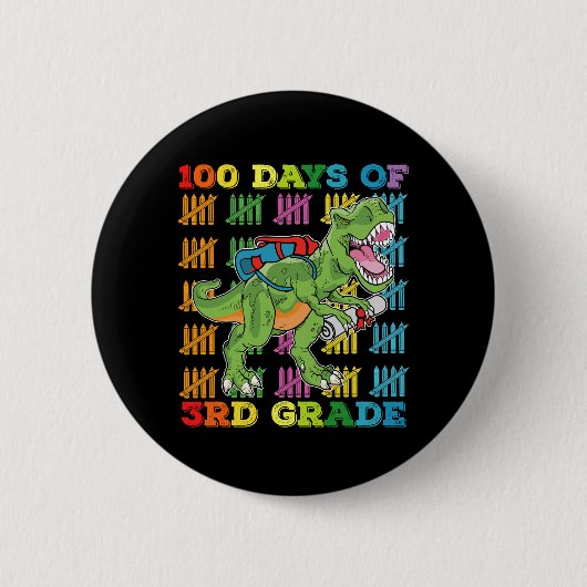 100 dagen 3e klas T Rex Dinosaurus School Ronde Button 5,7 Cm (Voorkant)