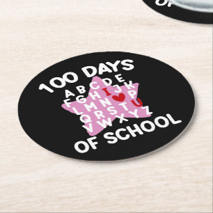 100 dagen alfabet voor school 100ste dag leraar ronde kartonnen onderzetter