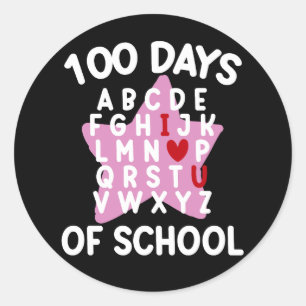 100 dagen alfabet voor school 100ste dag leraar  ronde sticker
