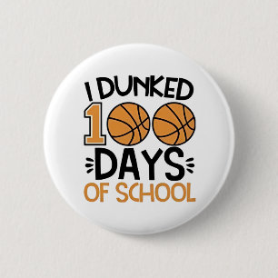 100 dagen basketbalspeler op school ronde button 5,7 cm