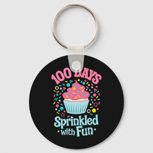 100 dagen besprenkeld met leuke cupcake Shirt Happ Sleutelhanger