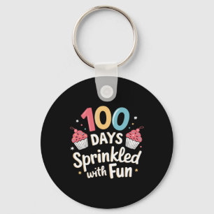 100 dagen besprenkeld met leuke cupcake Shirt Happ Sleutelhanger