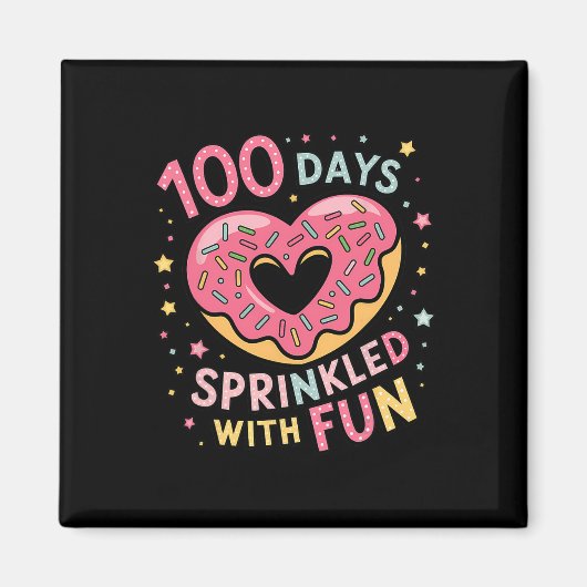 100 dagen besprenkeld met leuke donut hart leraar magneet (Voorkant)