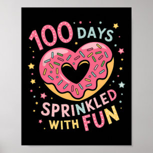 100 dagen besprenkeld met leuke donut hart leraar poster
