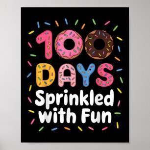 100 dagen besprenkeld met leuke donuts 100e dag va poster
