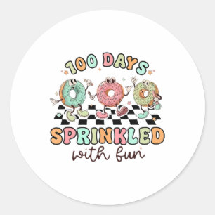 100 dagen besprenkeld met leuke donuts Happy 100th Ronde Sticker