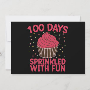 100 dagen bestrooid met leuke cupcake school meisj kaart