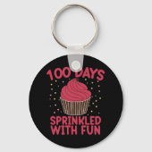 100 dagen bestrooid met leuke cupcake school meisj sleutelhanger (Voorkant)