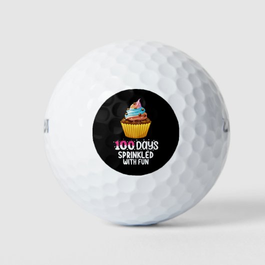 100 dagen bestrooid met leuke cupcake schoolleraar golfballen (Voorkant)