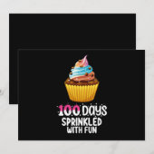 100 dagen bestrooid met leuke cupcake schoolleraar kaart (Voorkant / Achterkant)