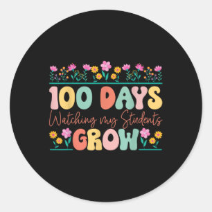 100 dagen bloemen kweken leraar 100ste dag van ronde sticker
