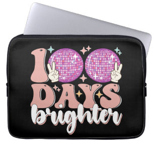 100 Dagen Brighter Disco Bal 100ste Dag Van School Laptop Sleeve
