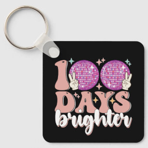 100 Dagen Brighter Disco Bal 100ste Dag Van School Sleutelhanger