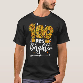 100 dagen Brighter Teachers Funny Leopard 100 dage T-shirt