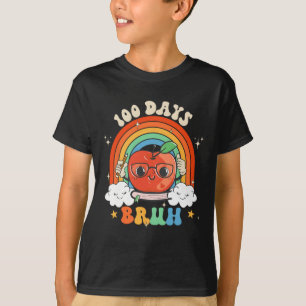 100 Dagen Bruh Apple Regenboog Groovy Kinder Peute T-shirt