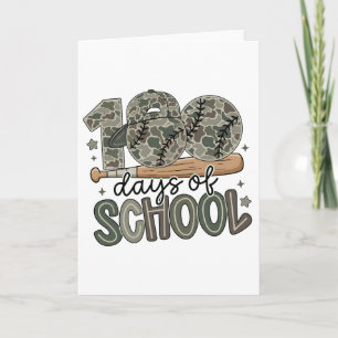 100 dagen camouflage honkbal shirt voor leraren kaart