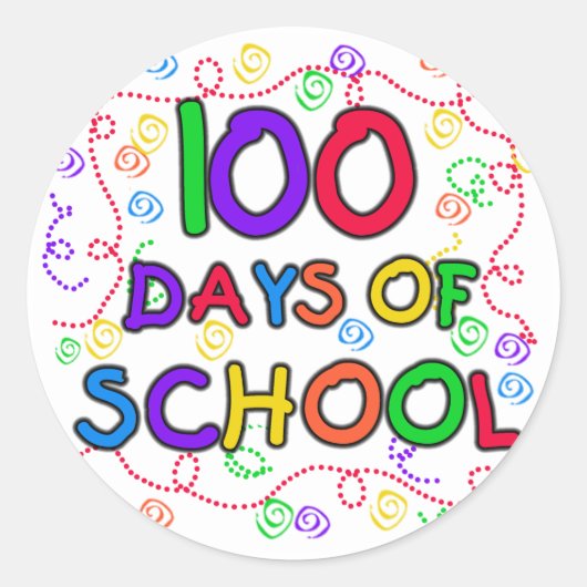 100 dagen Confetti op school Ronde Sticker (Voorkant)