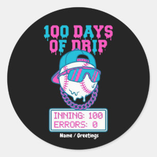 100 dagen Drip 0 fouten honkbal school swag Ronde Sticker