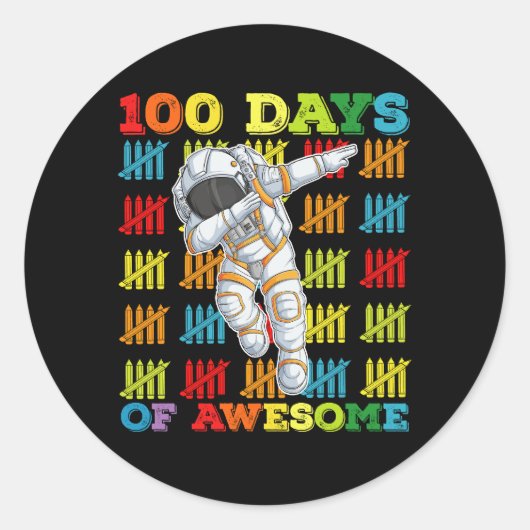 100 dagen Geweldige astronaut 100ste schooldag Ronde Sticker (Voorkant)