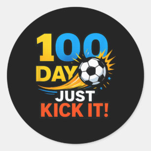 100 dagen, gewoon trappen! Voetbal Blast-viering Ronde Sticker