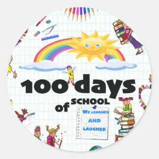 100 dagen glimlachen op school: ronde sticker