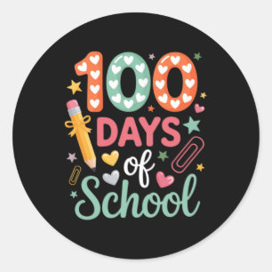 100 dagen grappige retro geruite cirkel ronde sticker