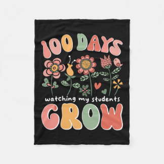 100 dagen groeiende boho bloemen leraar 100e dag v fleece deken