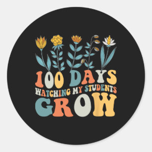 100 dagen groeiende boho bloemen leraar 100e dag v ronde sticker